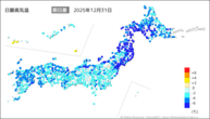 31日の最高気温前日差の分布図
