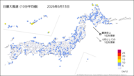 一昨日の最大風速(10分平均値)の分布図