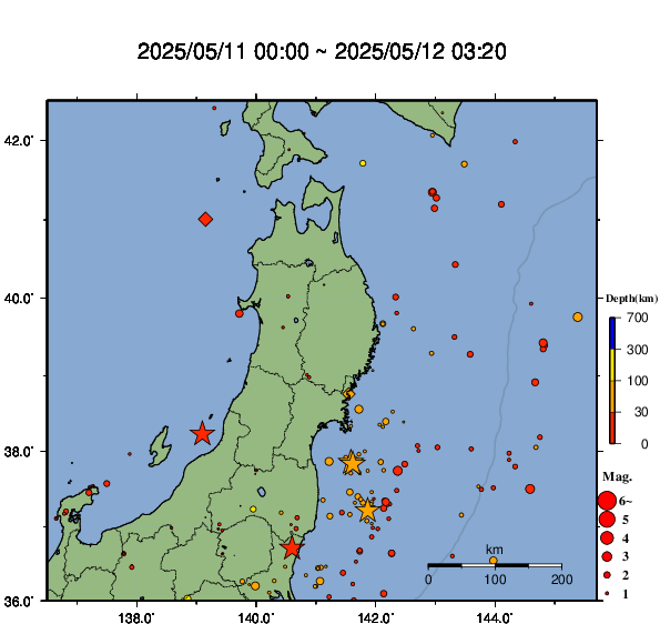 震源分布図