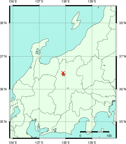 推定した震源の位置