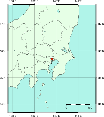 推定した震源の位置