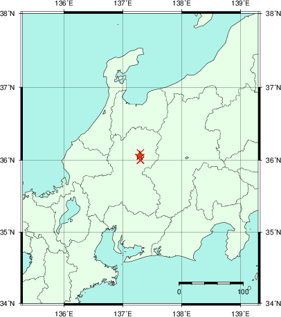 推定した震源の位置