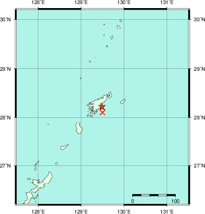 推定した震源の位置