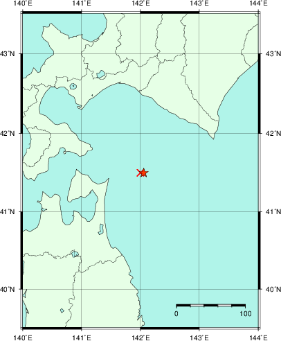 推定した震源の位置