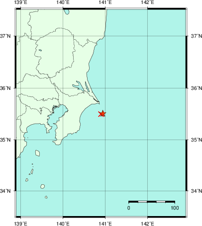 推定した震源の位置
