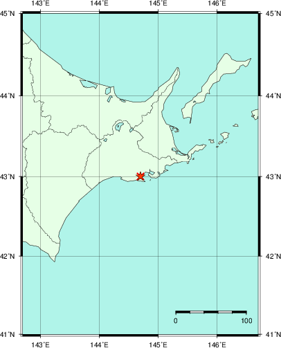 推定した震源の位置