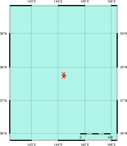 推定した震源の位置