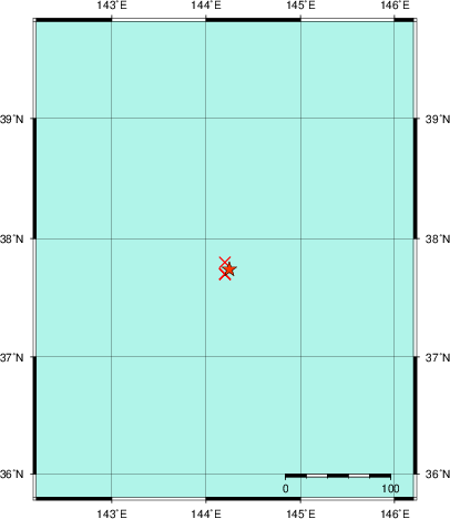 推定した震源の位置