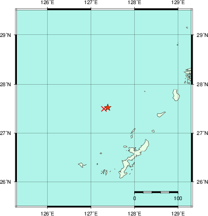 推定した震源の位置