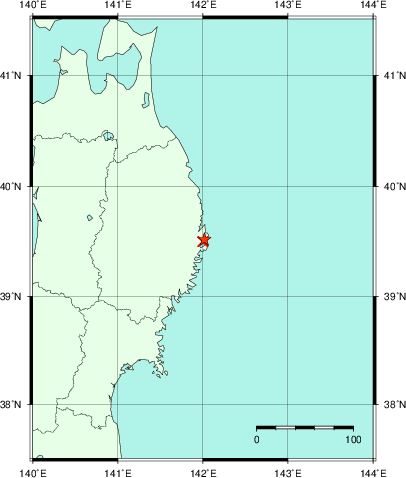推定した震源の位置