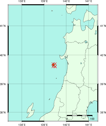 推定した震源の位置
