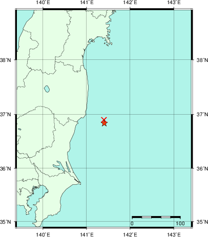 推定した震源の位置