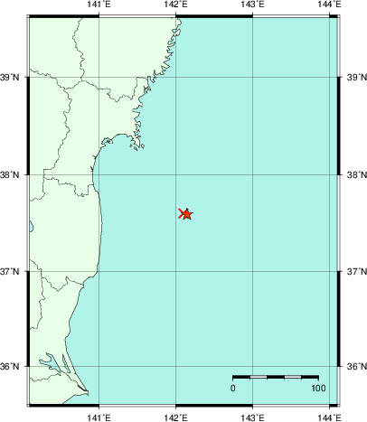 推定した震源の位置