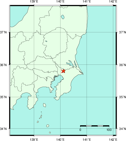 推定した震源の位置