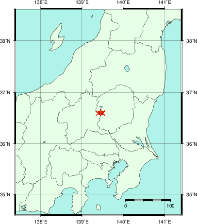 推定した震源の位置