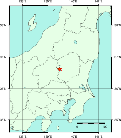 推定した震源の位置