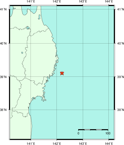 推定した震源の位置
