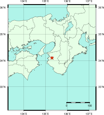 推定した震源の位置