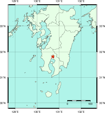 推定した震源の位置