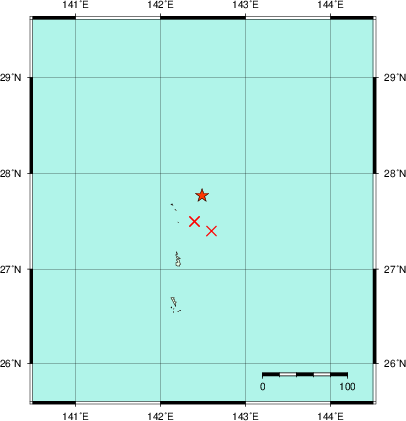 推定した震源の位置