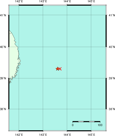 推定した震源の位置
