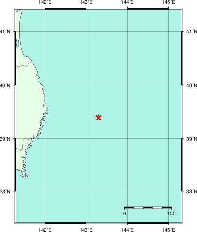 推定した震源の位置