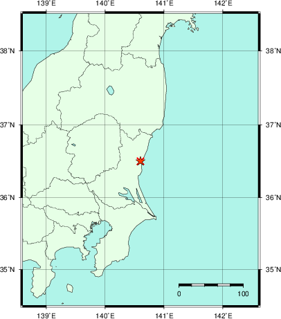 推定した震源の位置