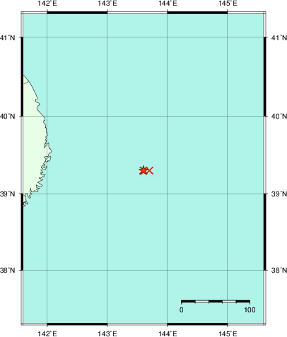 推定した震源の位置