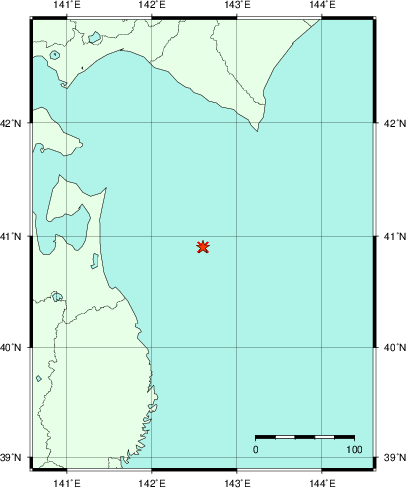 推定した震源の位置