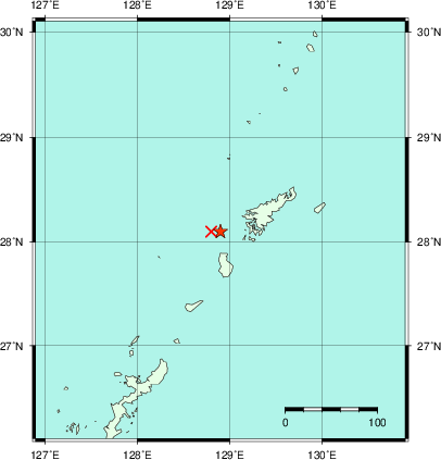 推定した震源の位置
