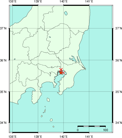 推定した震源の位置