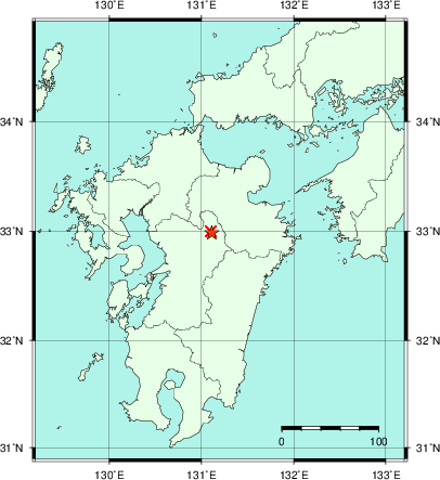 推定した震源の位置