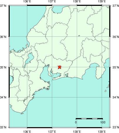 推定した震源の位置