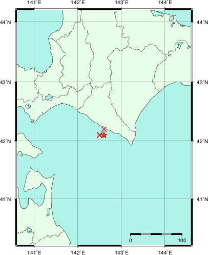 推定した震源の位置