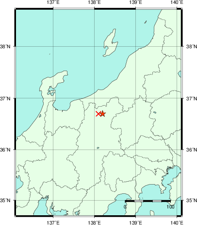 推定した震源の位置