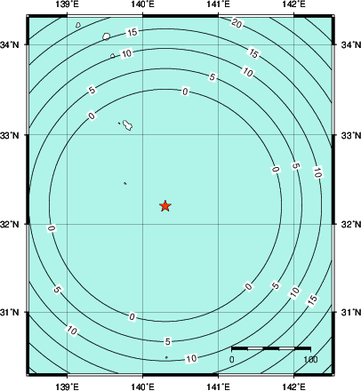 緊急地震速報第1報提供から主要動到達までの時間及び推計震度分布図