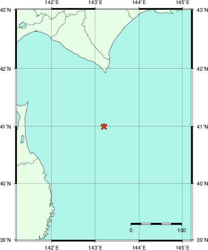 推定した震源の位置
