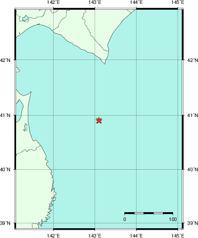 推定した震源の位置
