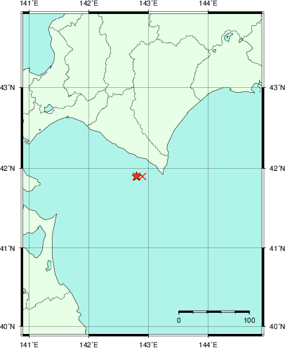 推定した震源の位置