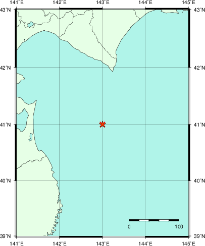 推定した震源の位置