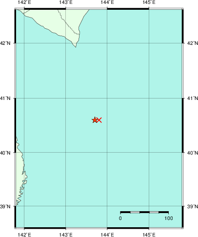 推定した震源の位置
