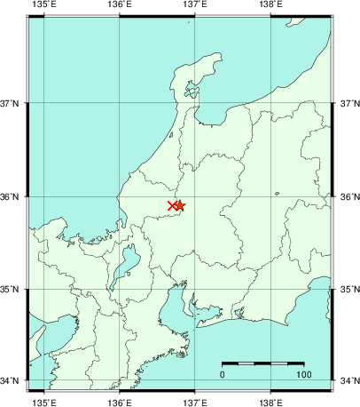 推定した震源の位置