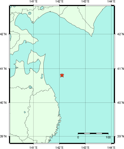 推定した震源の位置
