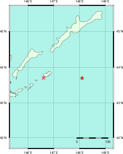 推定した震源の位置