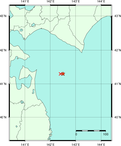 推定した震源の位置