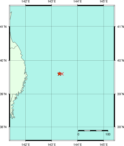 推定した震源の位置