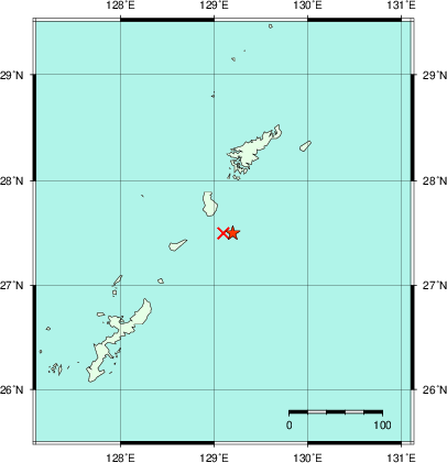 推定した震源の位置