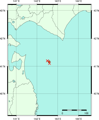 推定した震源の位置