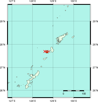 推定した震源の位置