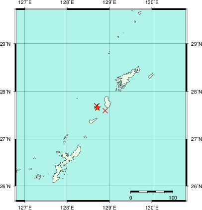 推定した震源の位置